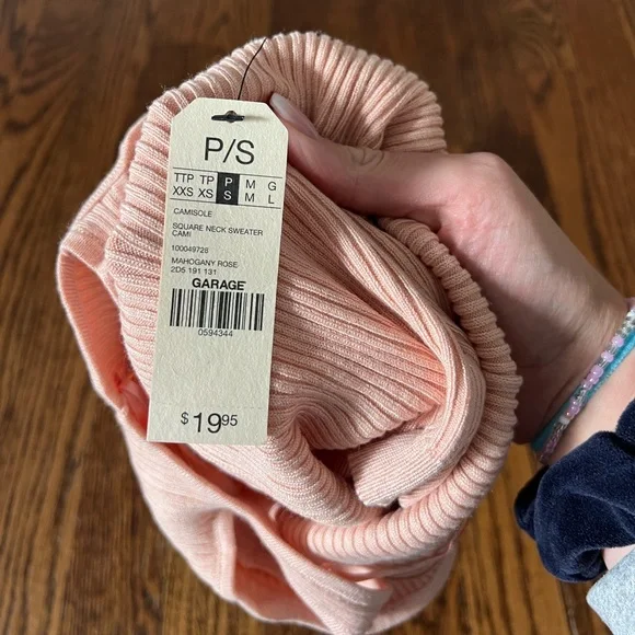 Garage Light Pink Ribbed Tank Top Size S - Picture 3 of 3